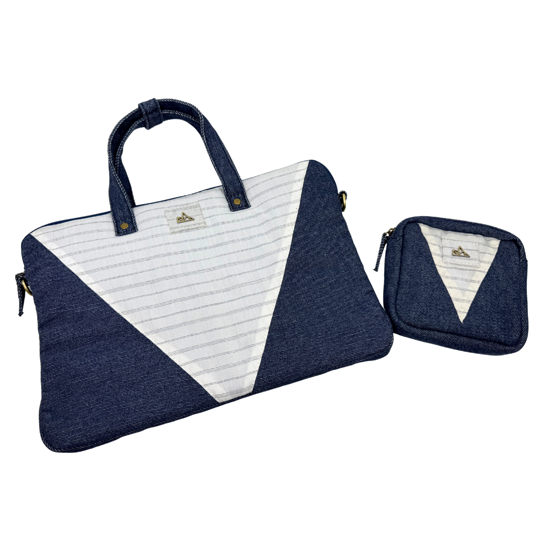 Denim Laptop Bag and Charger Pouch Bundle 005
