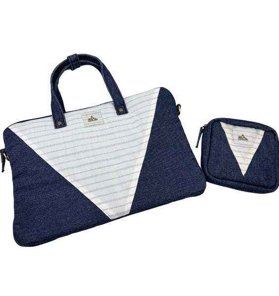 Denim Laptop Bag and Charger Pouch Bundle 005