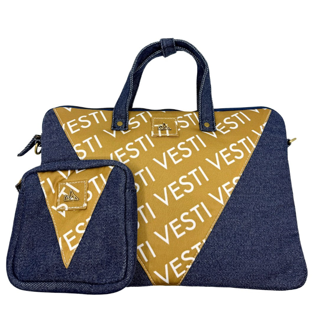 Denim Laptop Bag and Charger Pouch Bundle 001