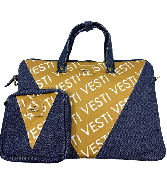 Denim Laptop Bag and Charger Pouch Bundle 001
